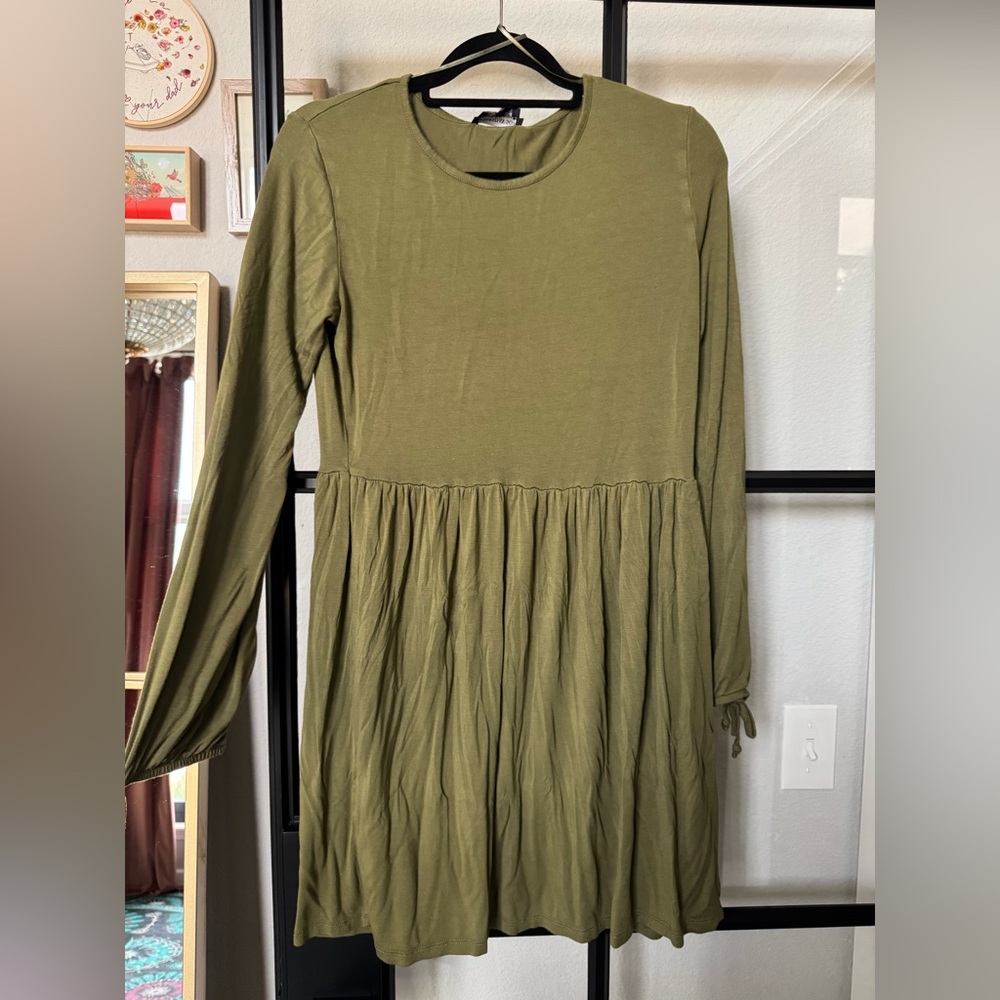Olive Green Long Sleeve Dress from Wednesday’s Girl